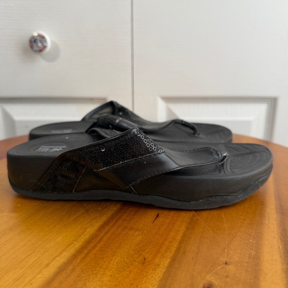 Montego Bay Club black sequins thong sandals size 6